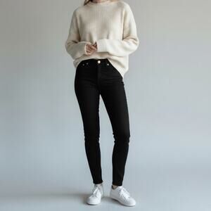 FRAME Le Skinny De Jeanne Jeans NWT Women's Sz 28 Black Mid Rise Everyday Chic